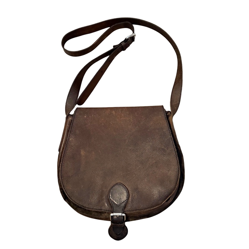 Vintage Numero 10 Brown Artisan Saddle Bag 100% Leather Y2K Adjustable Strap